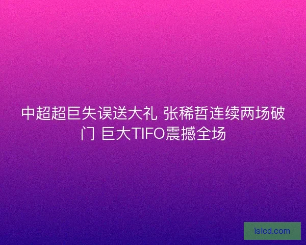 中超超巨失误送大礼 张稀哲连续两场破门 巨大TIFO震撼全场