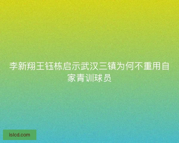 李新翔王钰栋启示武汉三镇为何不重用自家青训球员