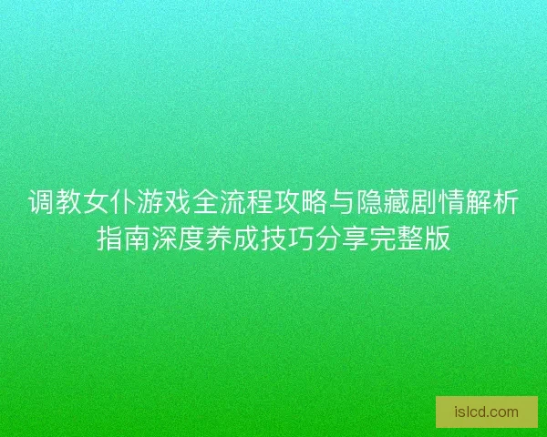 调教女仆游戏全流程攻略与隐藏剧情解析指南深度养成技巧分享完整版