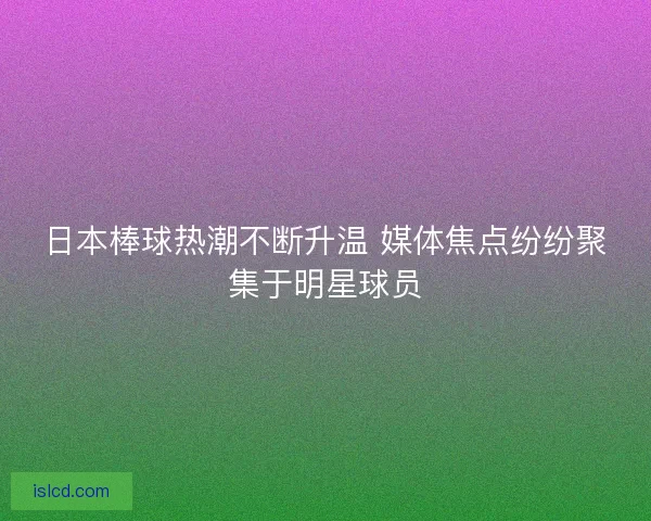 日本棒球热潮不断升温 媒体焦点纷纷聚集于明星球员